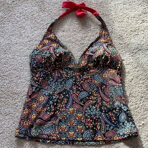 Athleta Paisley Tankini Top with Red Tie